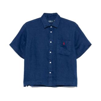 Polo Ralph Lauren Shirts, female, Blue, XL, Long Sleeve Button-Front Shirt