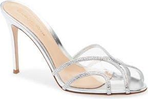 Gianvito Rossi Crystal Sandal in Silver Trasp Silver at Nordstrom Rack, Size 10Us / 40Eu