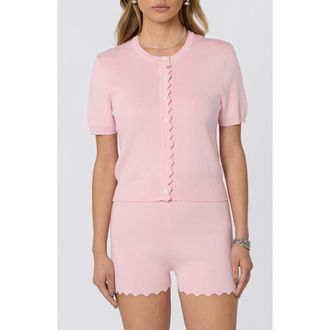ASTR the Label Scalloped Placket Cardigan in Pink at Nordstrom, Size X-Small