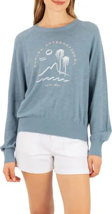 Hurley Passport Cotton Crewneck Sweater in Sailing at Nordstrom, Size X-Large