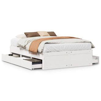 Berkfield Home Bed Frame Frame w/Drawers White 140x200 cm Solid Wood Pine