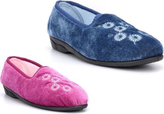 Generic Ladies Carpet Slippers Size 4 Womens Slip On Slipper Size 5 Womens Carpet Slippers Ladies Slip On Slipper Sizes 3-8 Blue/Heather 8 UK