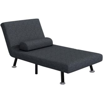 HOMCOM Poltrona Letto Singolo Regolabile in Tessuto Effetto Lino Grigio Scuro - Homcom