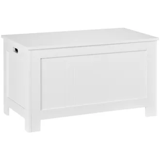 HOMCOM Panca Contenitore Con Coperchio Con Blocco Di Sicurezza 81x40x46cm Bianco - Homcom