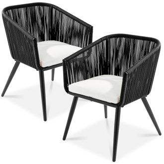 Best Choice Products Set of 2 Indoor Outdoor Patio Dining Chairs Woven Wicker Seating Set 250lb Capacity