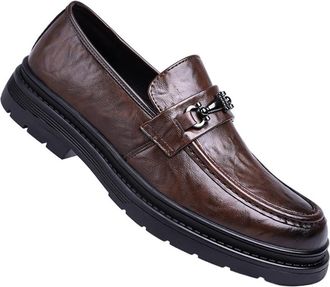 Generic Mens Soft Leather Slip On Driving Loafers Thick Sole Casual Dress Shoes Comfortable Fashion Moccasins Lightweight Trendy Flats for Business Work and D