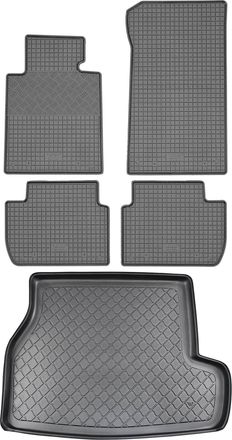 OEM Bmw Serie 3 E46 Touring Kombi (5 Puertas) De 1998 A 2005. Juego De 8 Alfombrillas De Goma Para Coche + Alfombrilla Para Maletero