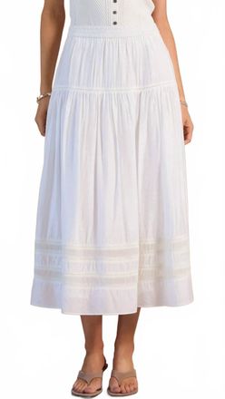 Current Air Tiered Gathered Skirt With Ladder Lace In White