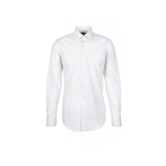 HUGO BOSS Overhemden, Heren, Wit, L, Katoen, Slim-fit overhemd van dotted stretchkatoen