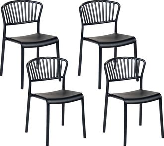 Beliani Beliani - Conjunto De 4 Sillas De Comedor Pl&aacute;stico Negro Apilable Interior Exterior Gela