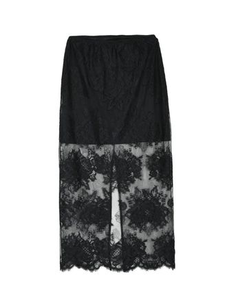 Aniye By Lace Midi Skirt With Scalloped Hem And Sheer Overlay