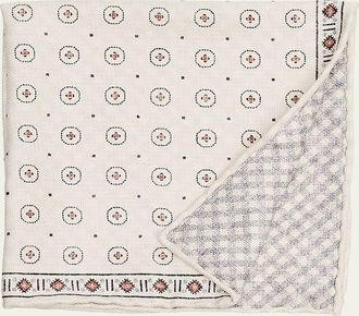 Brunello Cucinelli Mens Double-Face Geometric-Check Silk Pocket Square