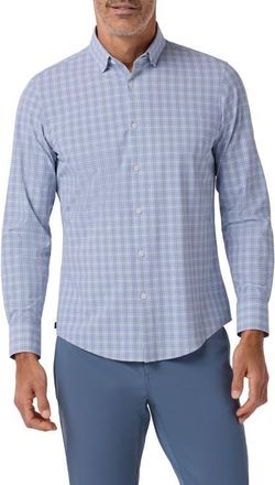 Mizzen+Main Leeward No Tuck Long Sleeve Dress Shirt in Perry Blue Liam Plaid at Nordstrom, Size Xx-Large