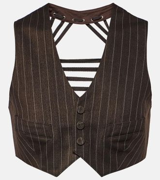 Jean Paul Gaultier Pinstripe cropped wool-blend vest