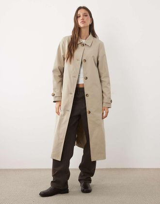 Threadbare Trench taglio lungo color pietra-Neutro