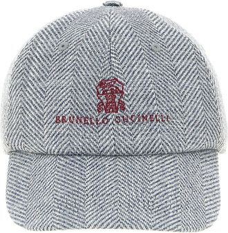 Brunello Cucinelli Blue Chevron Baseball Cap