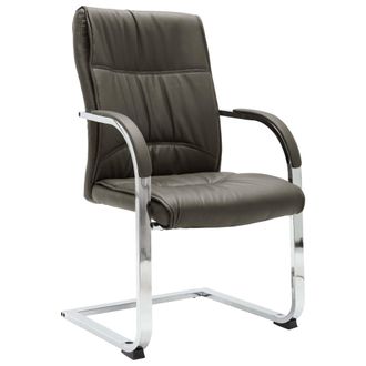 vidaXL Silla De Oficina Voladiza De Cuero Sint&eacute;tico Gris Vidaxl