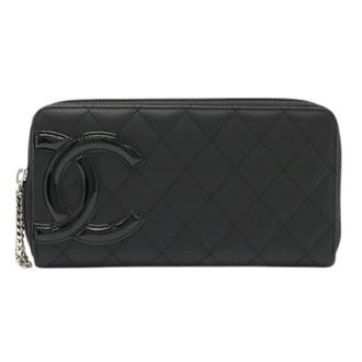 Chanel Pre-owned Leren Portemonnee - Dames - Pre-owned - Zwart - Maat: ONE Size Leer