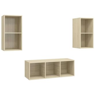 Berkfield Home 3 Piece TV Cabinet Set Sonoma Oak Engineered Wood in Light Tan