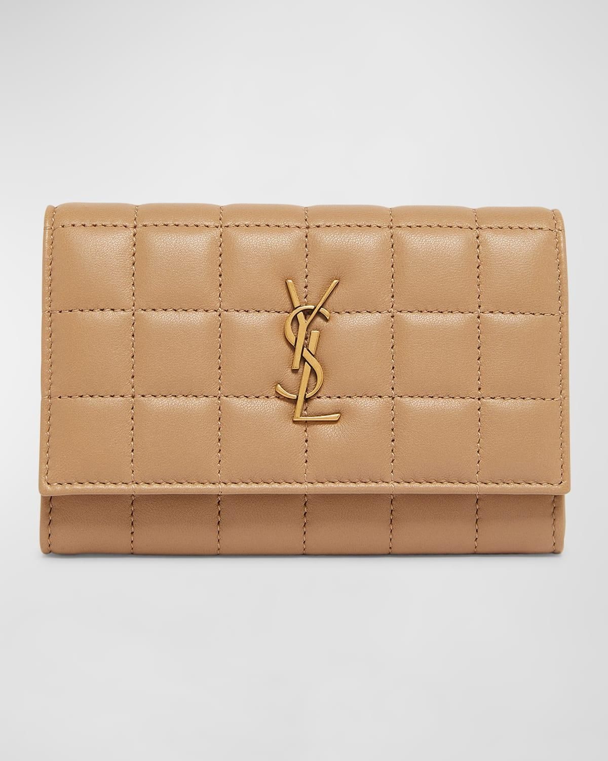 Saint Laurent YSL Monogram Flap Small Wallet in Quilted