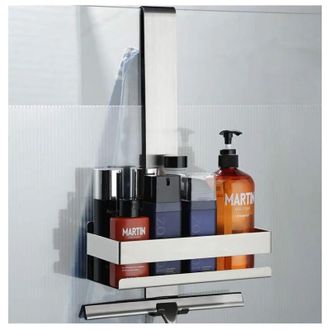 OEM Cesta Colgante Para Champ&uacute; De Acero Inoxidable - Soporte De Pared Para Champ&uacute; Con Ganchos Para Puertas De Cristal Sin Marco, Dise&ntilde;o Elegante Y Robusto