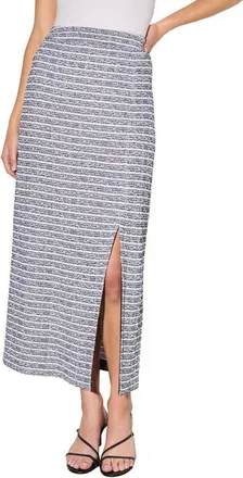 Ming Wang Heritage Fit Textured Knit Maxi Skirt in Black/White at Nordstrom, Size Xx-Small