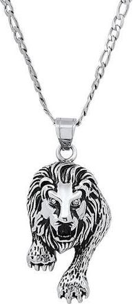 HMY Jewelry Stainless Steel Prowling Lion Necklace in Metallic at Nordstrom Rack