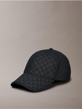 Calvin Klein Womens Allover Emblem Logo Baseball Cap - Black