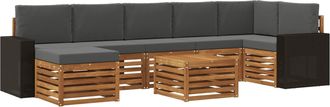 vidaXL Conjunto De Sof&aacute;s De Exterior 8 Uds. Natural Y Antracita Vidaxl