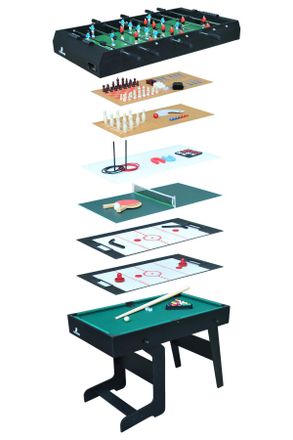 ambia GARDEN Multispieltisch 16-In-1 Cougar, Schwarz, Holz, 61x81x119.00 cm, unisex, Freizeit & Co, Spieltische, Airhockey Tische