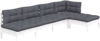 vidaXL Vidaxl - Muebles De Jard&iacute;n 5 Pzas Con Cojines Blanco Madera De Pino