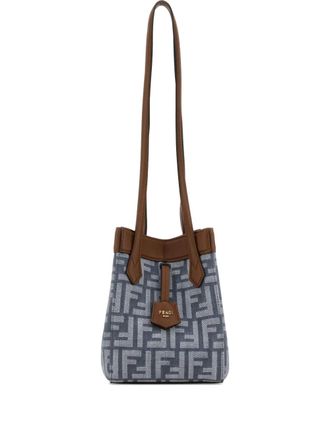 Fendi mini Origami monogram bucket bag - women - Polyimide/Cotton/Polyurethane/Polyester - One Size - Blue