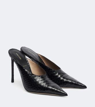 Tom Ford Snake-effect leather mules