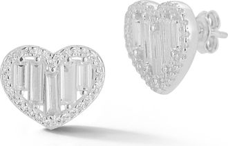 Glaze Jewelry Sterling Silver Baguette Heart Studs