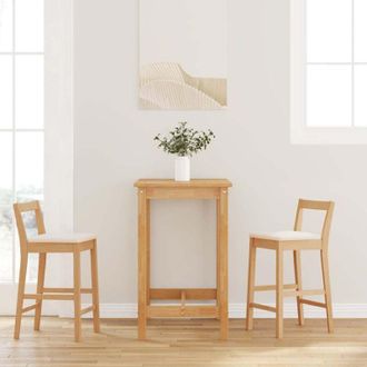 vidaXL Sgabelli da Bar con Cuscini 2pz Naturale Legno Massello Hevea - Vidaxl