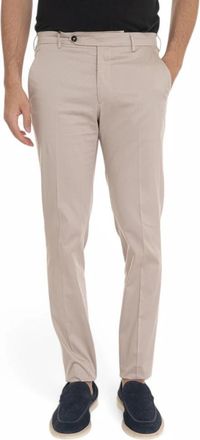 Berwich Effen Morello chino broek met kleermakerssplit - Heren - Nette broeken - Beige - 5XL - Leer - Broeken