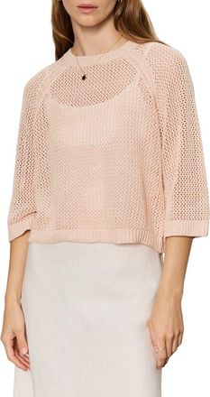 Sanctuary Metallic Openwork Sweater Top in Washed Salmon Pink at Nordstrom, Size X-Small