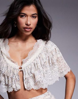 AFRM crop top with built in bralet in mocha-Brown