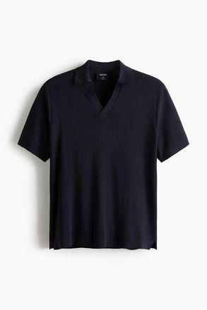 H&M Cooling Regular Fit Knitted Polo Shirt in Navy Blue at Nordstrom, Size X-Small