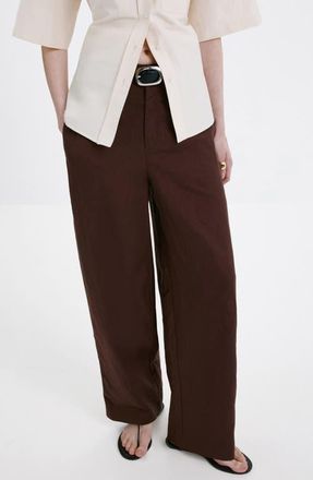 Mango Flat Front Pants in Chocolate at Nordstrom, Size 10