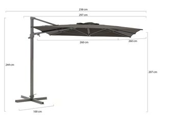Shadowline Francisco zweefparasol 260x260cm