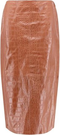 Arma Gonna in Pelle Meeka Embossed - - Skirts - Donna - Marrone - S