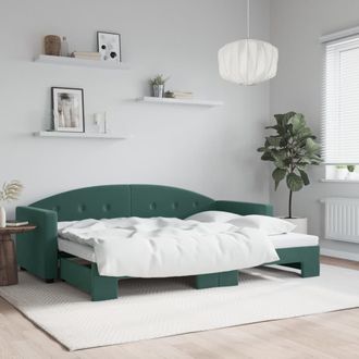 vidaXL Sof&aacute; Cama Nido Terciopelo Verde Oscuro 80x200 Cm Vidaxl