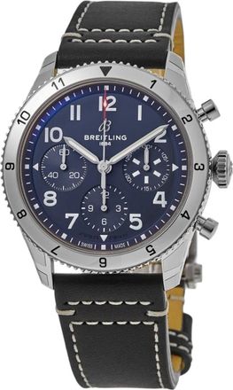 Breitling Classic Avi Chronograph 42 Tribute to Vought F4U Corsair Blue Dial Leather Strap Mens Watch A233801A1C1X1