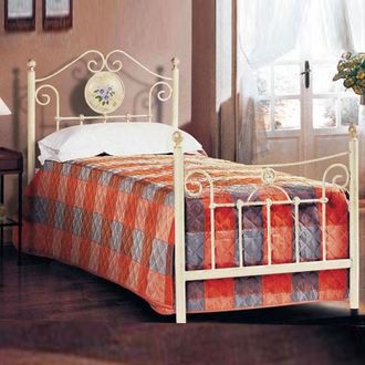 OEM Letto Singolo In Ferro Battuto Lavorato Colore Avorio 90x202xh.110 Cm