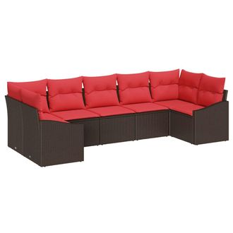 vidaXL Set Di Divani 7 Pz Marrone Polyrattan Vidaxl