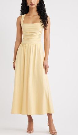 Open Edit Square Neck Maxi Dress in Yellow Sahara at Nordstrom, Size X-Large
