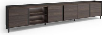 Skraut Home Skraut Home - Mueble Tv, Televisi&oacute;n, Muebles De Sal&oacute;n, Almacenaje, 309x35x61cm, Para Tv Hasta 80, Dise&ntilde;o Industrial, Led, Estilo Moderno, Roble Oscuro
