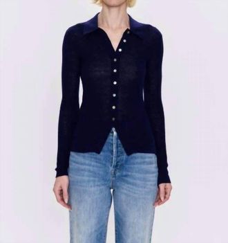 Pistola Denim Korey Fitted Rib Cardigan In Navy