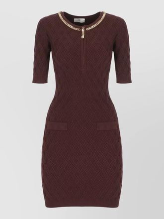 Elisabetta Franchi knee length dress chain neckline detail